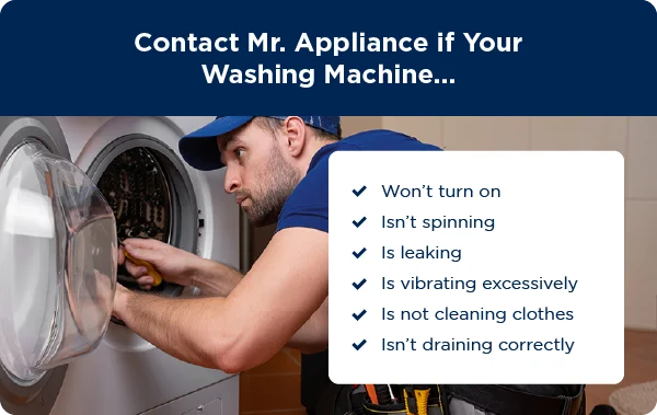 Mr. Appliance Service Professional repairing a washing machine. 